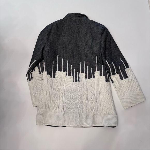 Two Tone Micro Herringbone Cable Knit Jacket Oversized Medium Margiela esque - Picture 4 of 7
